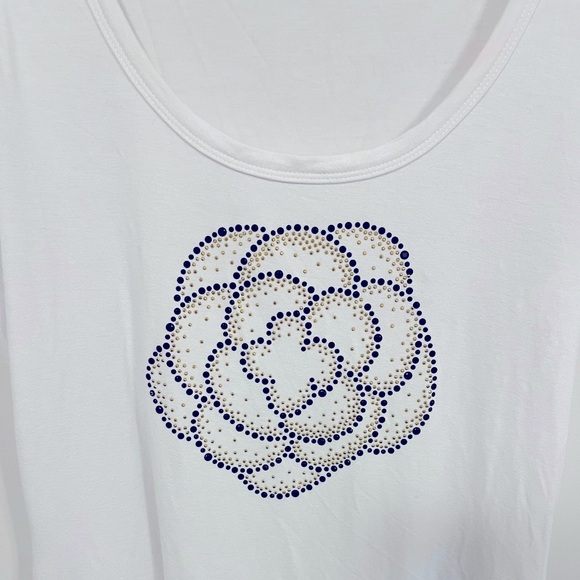 St. John Gold and Black Embellished Flower White Tanktop S - Picture 3 of 11